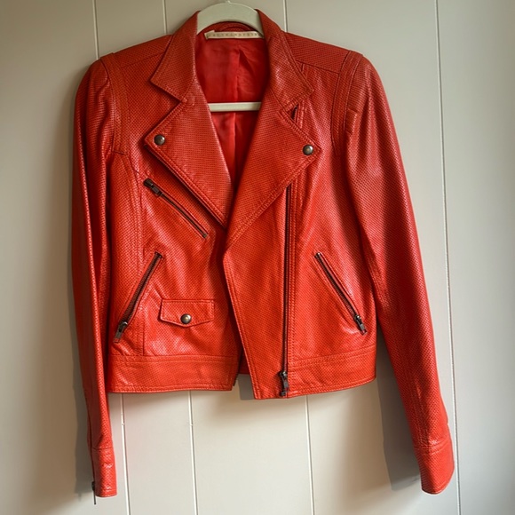 Vintage red perforated leather jacket TRUTH AND PRIDE - Picture 1 of 4
